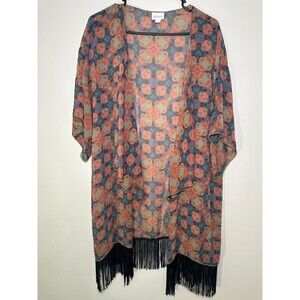LuLaRoe 'Monroe' Fringed Kimono Cover Up SIZE L